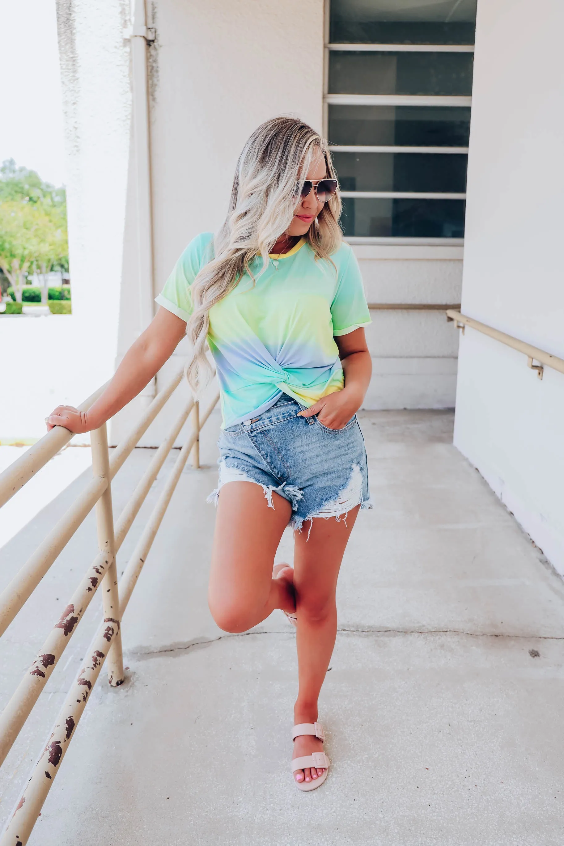 Spiral Knot Crop Top - Mint/Multi