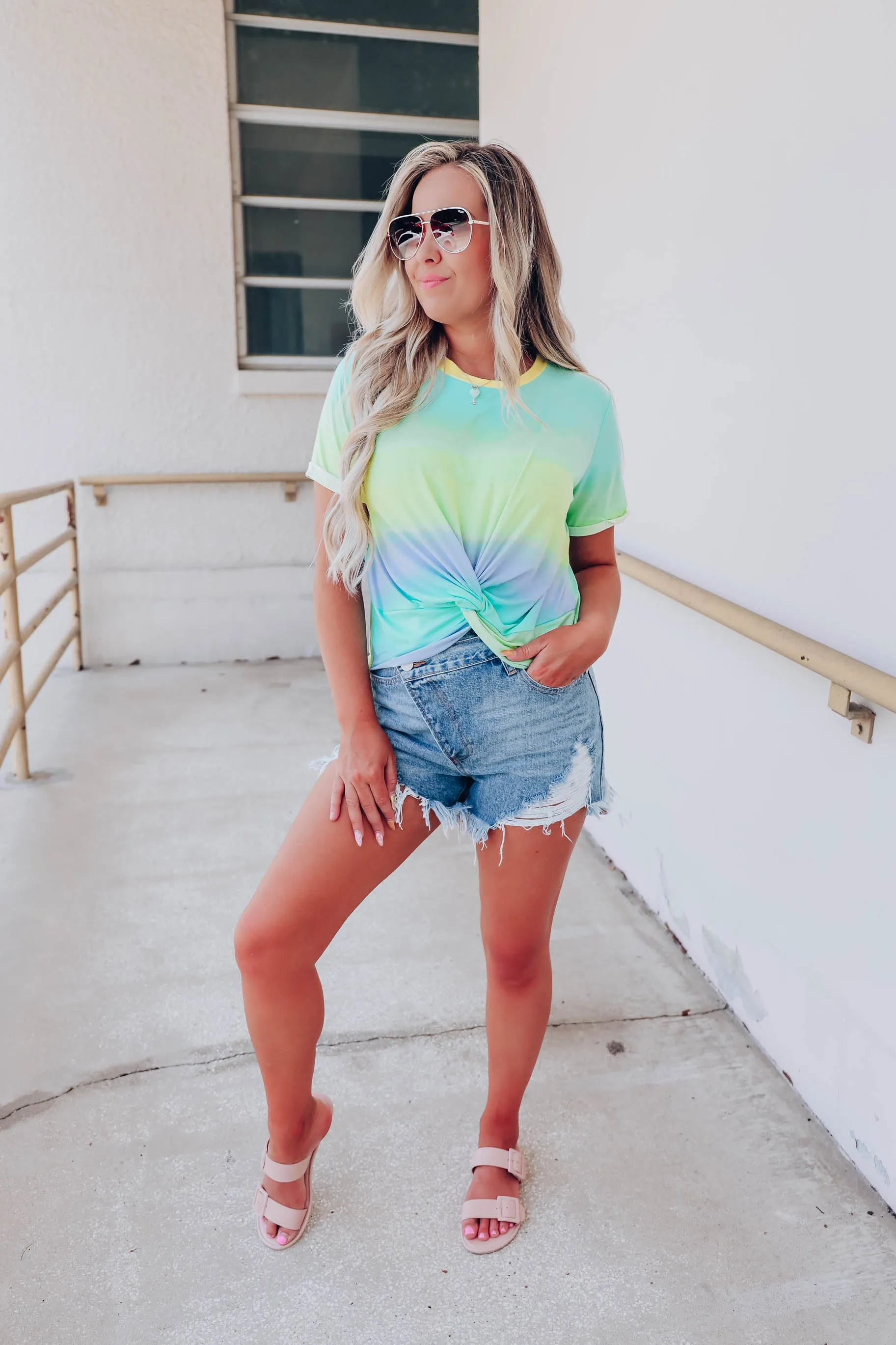 Spiral Knot Crop Top - Mint/Multi