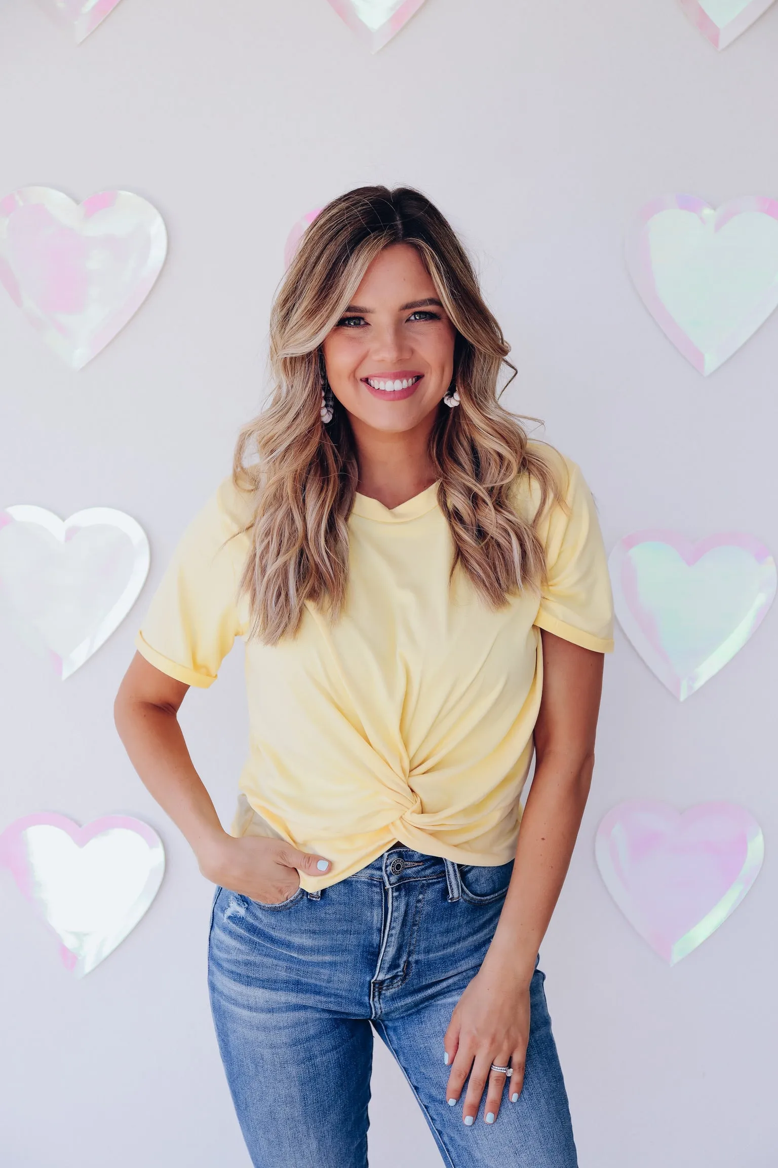 Spiral Knot Crop Top - Yellow