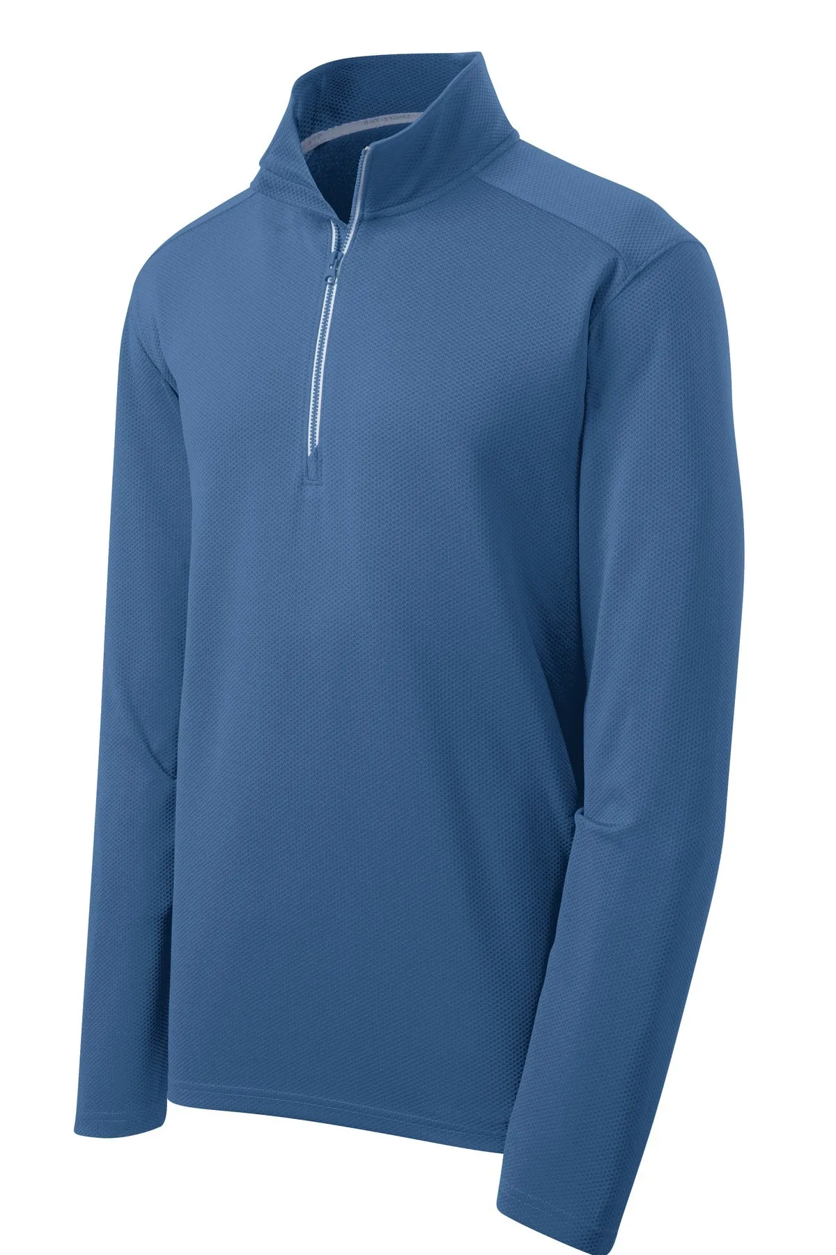 Sport-Tek Sport-Wick Textured 1/4-Zip Pullover.  ST860 Dawn Blue