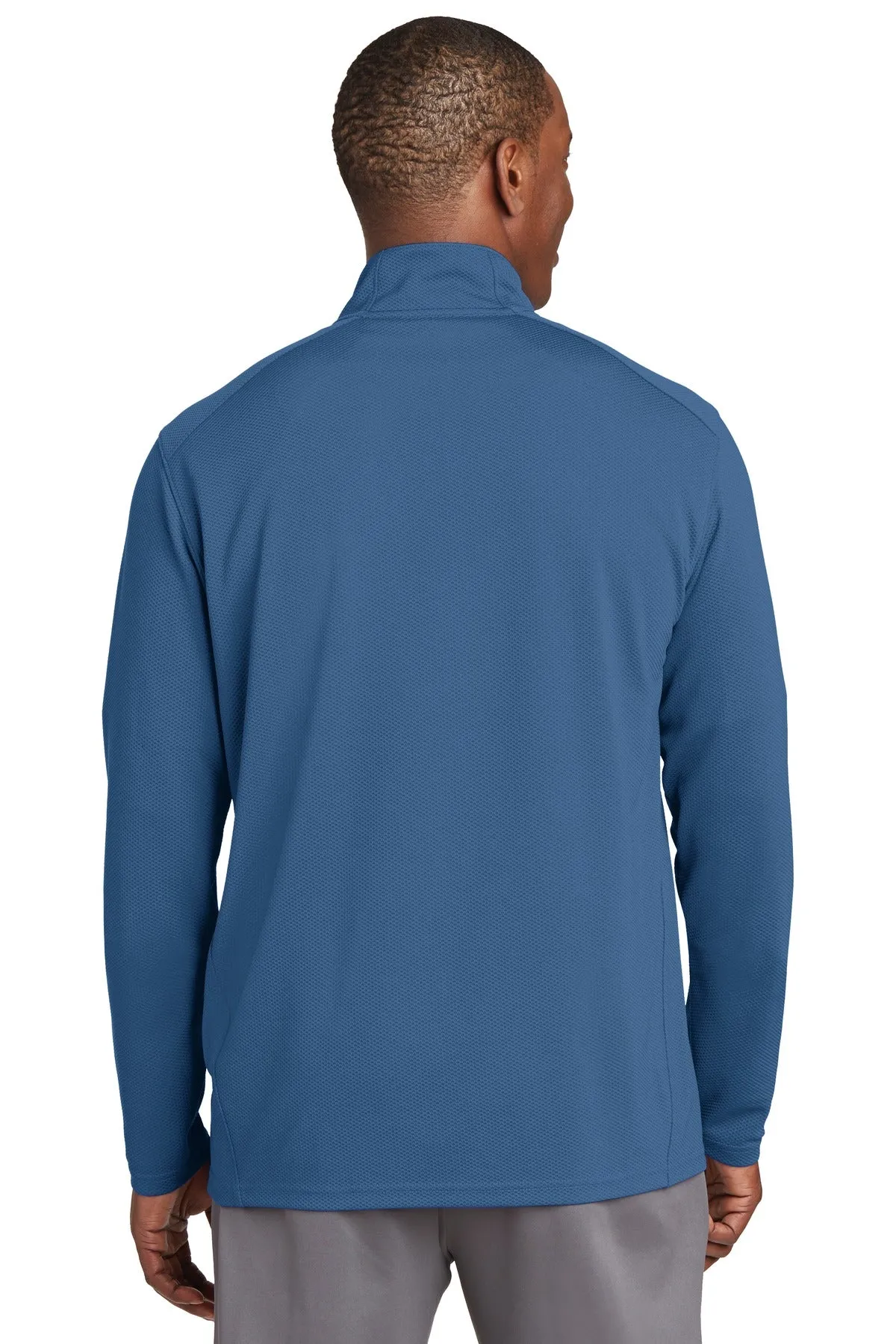 Sport-Tek Sport-Wick Textured 1/4-Zip Pullover.  ST860 Dawn Blue
