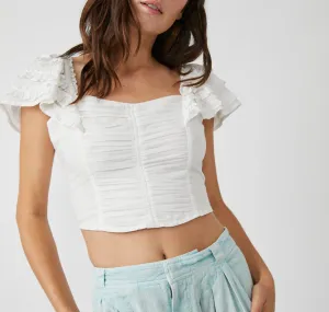 Square Neck Ruched Cropped Top