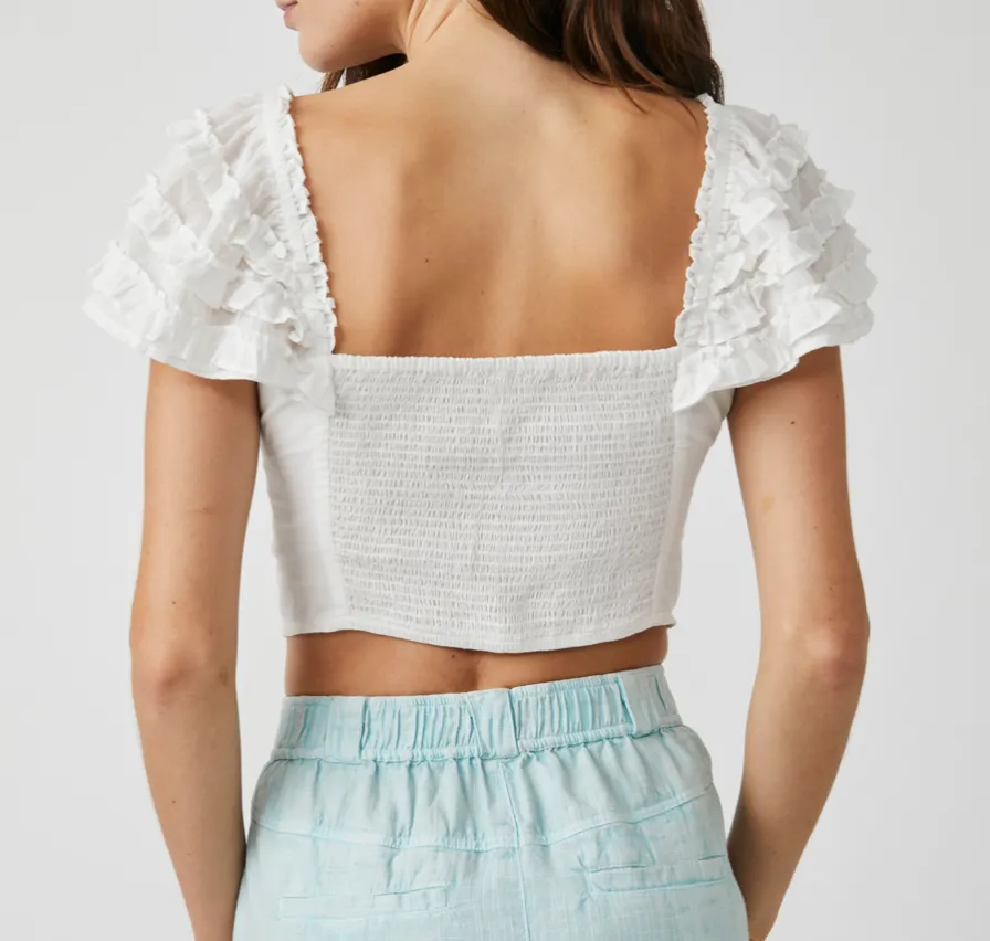 Square Neck Ruched Cropped Top