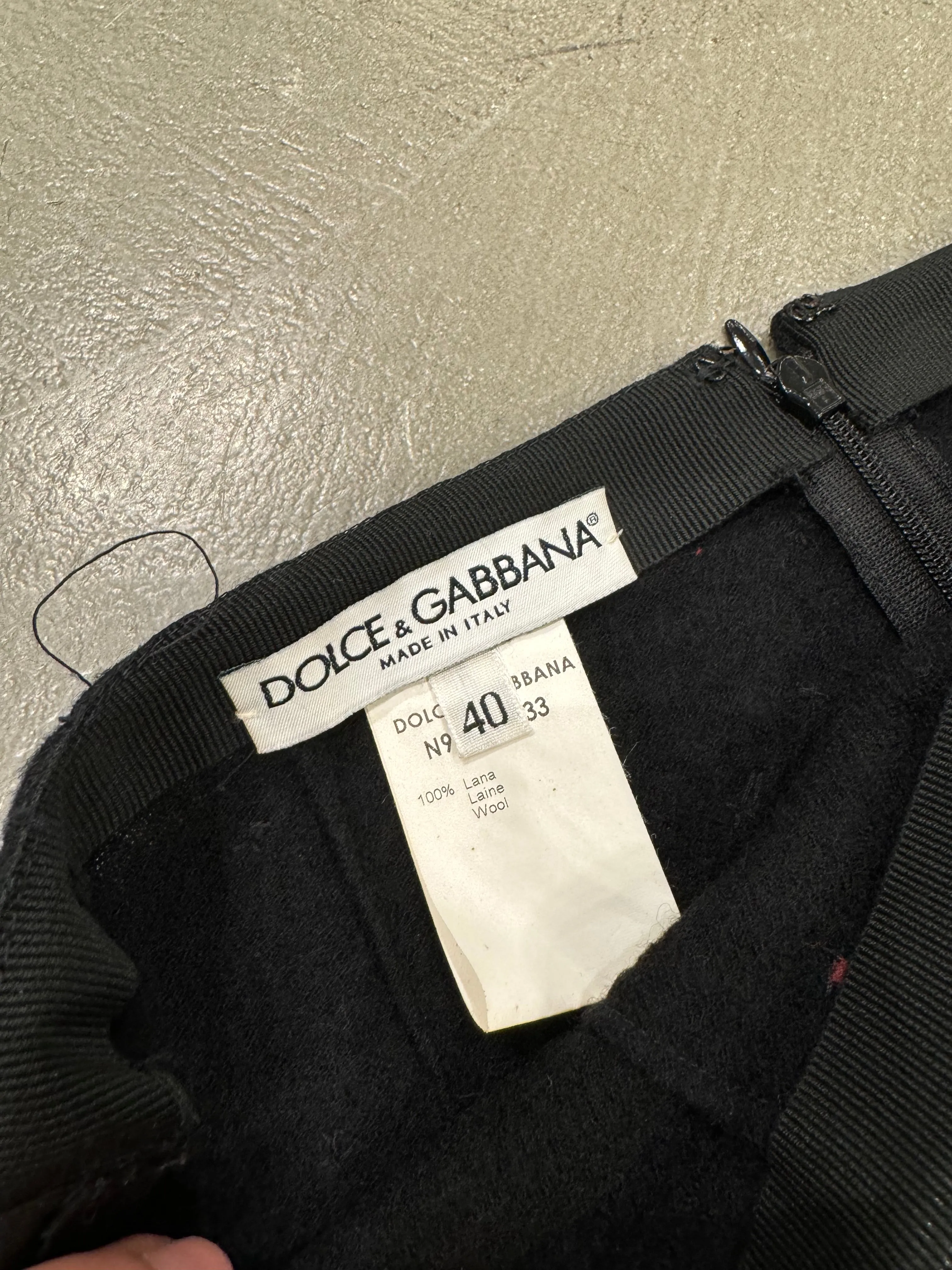 S/S 1999 Dolce Gabbana black wool beaded floral embellished pants