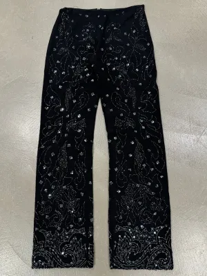 S/S 1999 Dolce Gabbana black wool beaded floral embellished pants