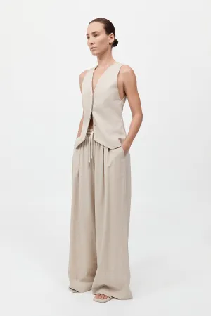 St. Agni - Pinstripe Wool Drawstring Pants - Latte