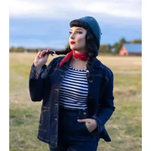 Star Struck Clothing Short Sleeve Top in Navy Stripes