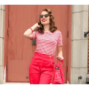 Star Struck Clothing Short Sleeve Top in Red Stripes