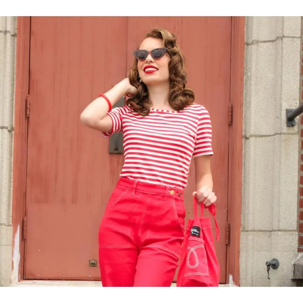 Star Struck Clothing Short Sleeve Top in Red Stripes