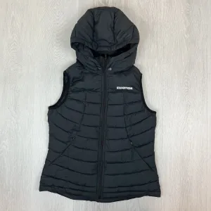 Stax. Womens Black Puffer Vest Size Small Removable Hood