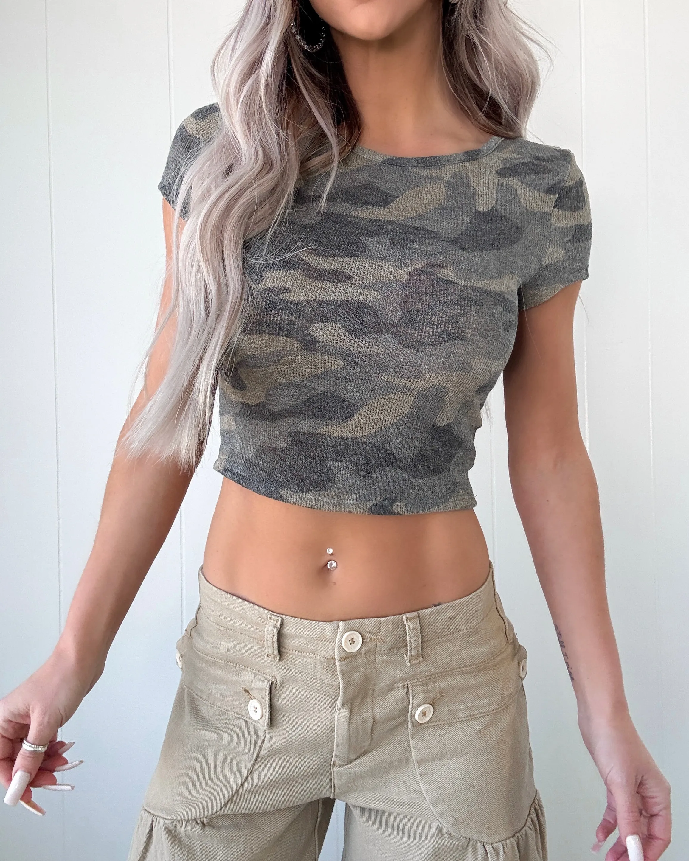 Stealth & Style Crop Top - Camo