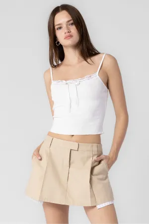 Stephanie White Ribbed Ribbon Cami Top