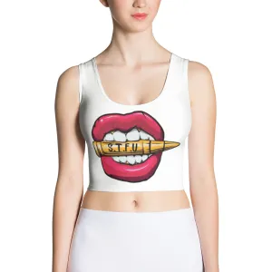 STFU Classic Logo Fitted Crop Top - White