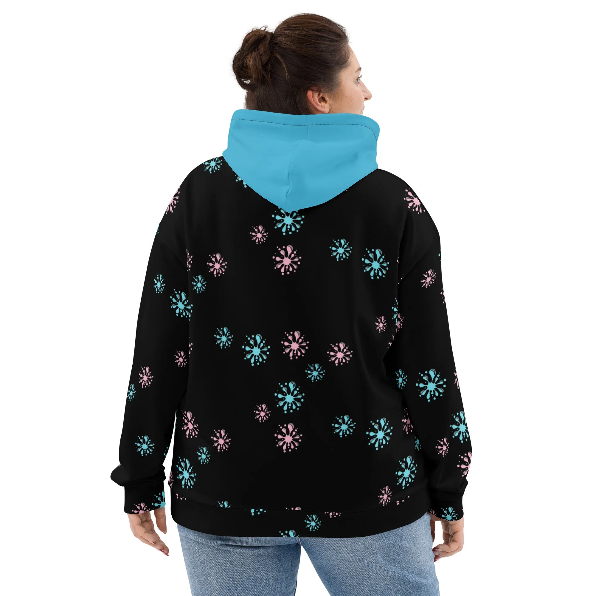 STFU Drip Too Hard Hoodie - Pink & Extra Blue on Black