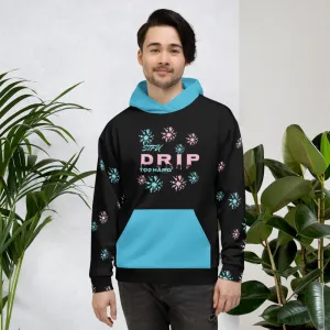 STFU Drip Too Hard Hoodie - Pink & Extra Blue on Black