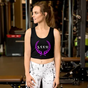 STFU Greek Fitted Crop Top - Purple on Black
