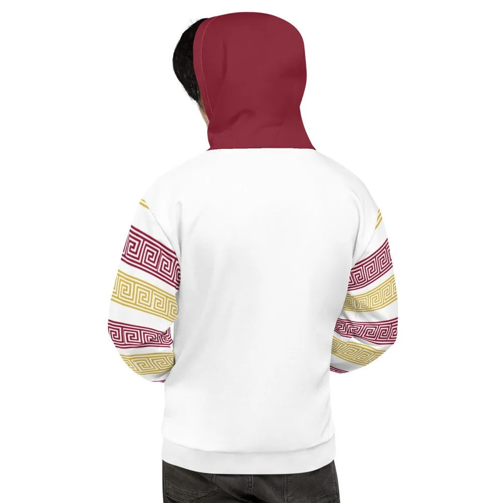 STFU Greek Hoodie - Burgundy & Gold on White