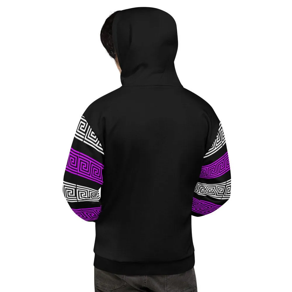 STFU Greek Hoodie - Purple & White on Black