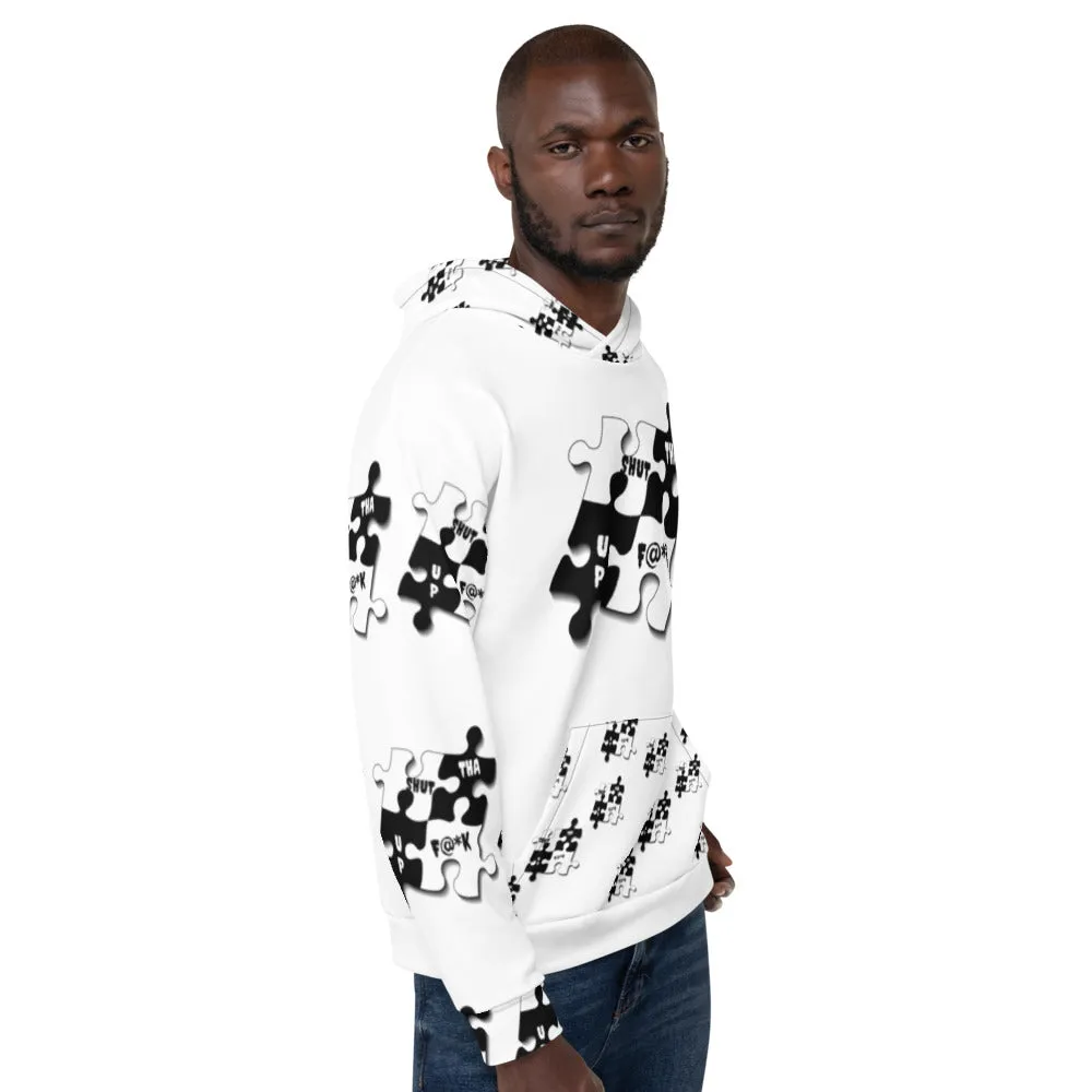 STFU Puzzle Piece Hoodie - White