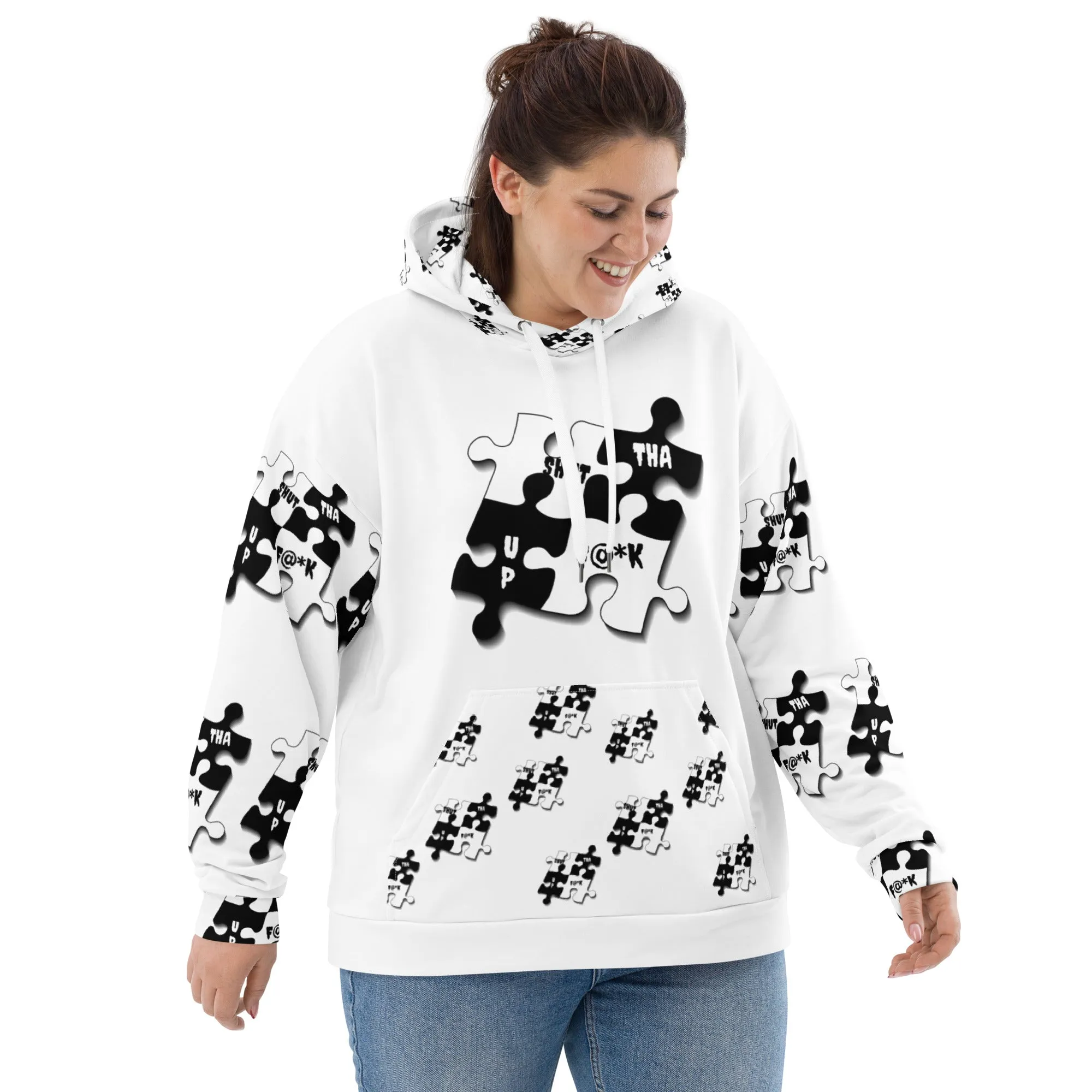 STFU Puzzle Piece Hoodie - White