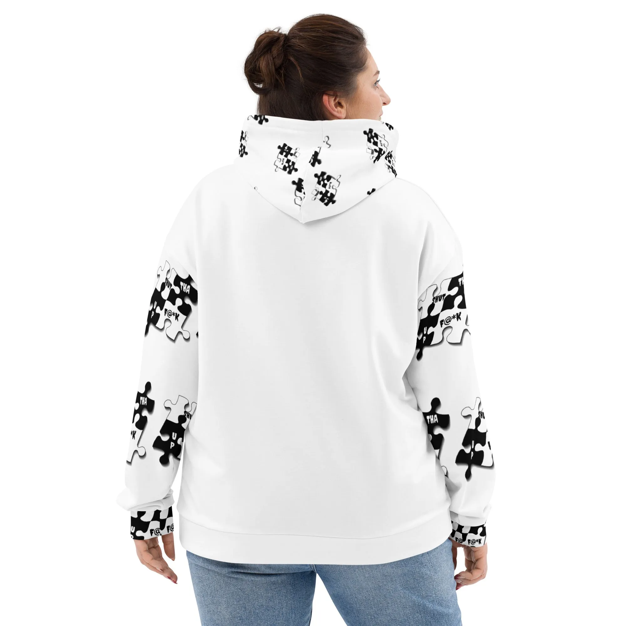STFU Puzzle Piece Hoodie - White