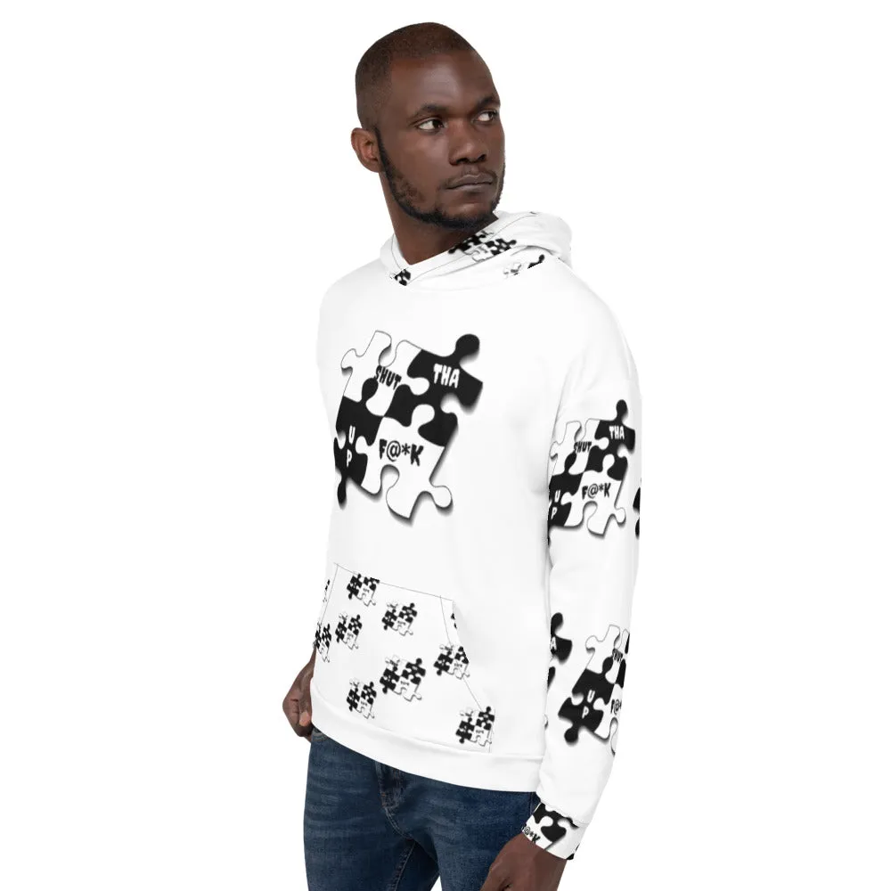 STFU Puzzle Piece Hoodie - White