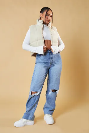 Stone Cropped Puffer Gilet - Zura