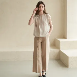 Straight Set-Up Wool Blend Pants