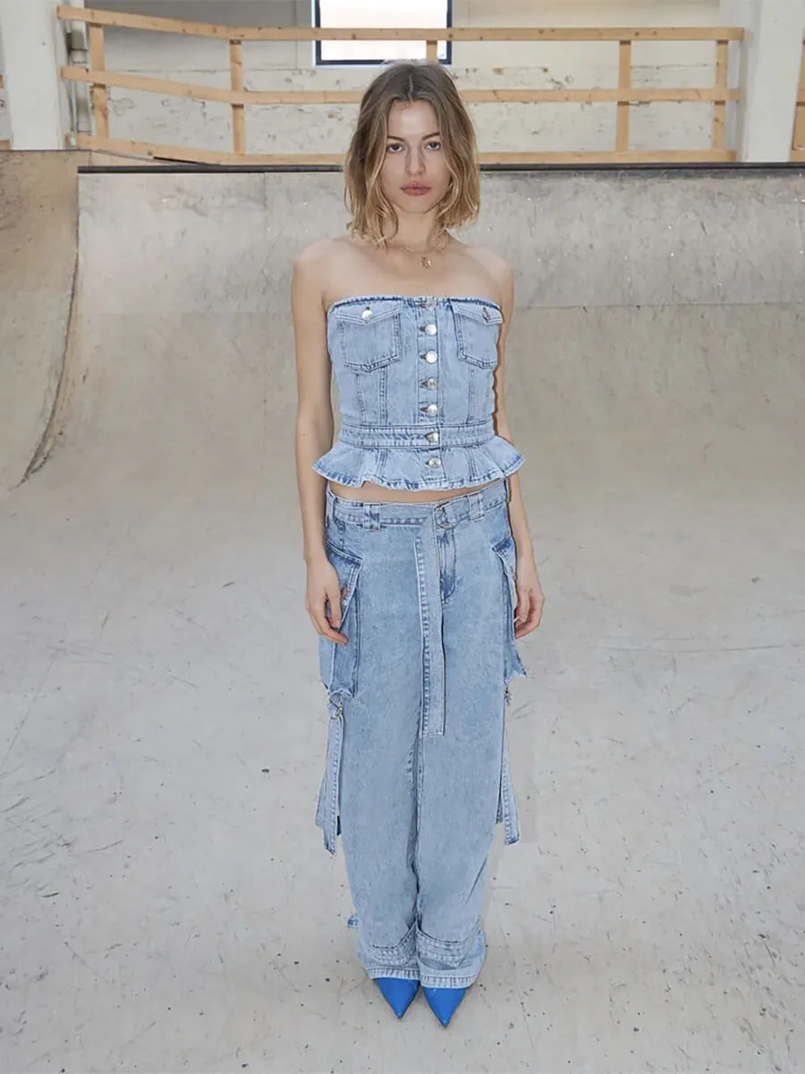 Strapless Denim Top