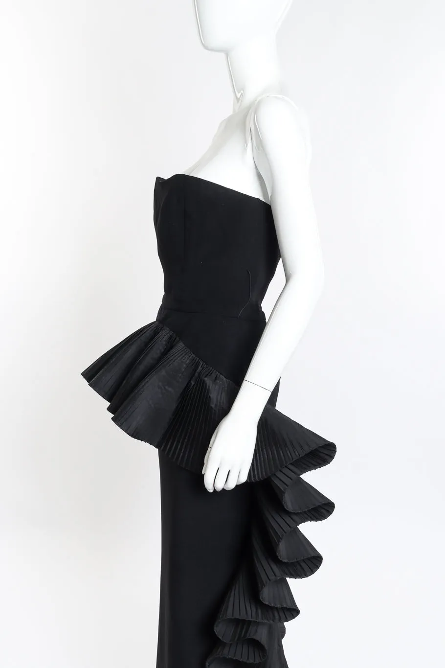 Strapless Pleated Trim Gown