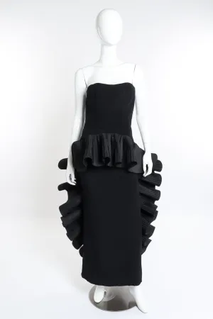 Strapless Pleated Trim Gown