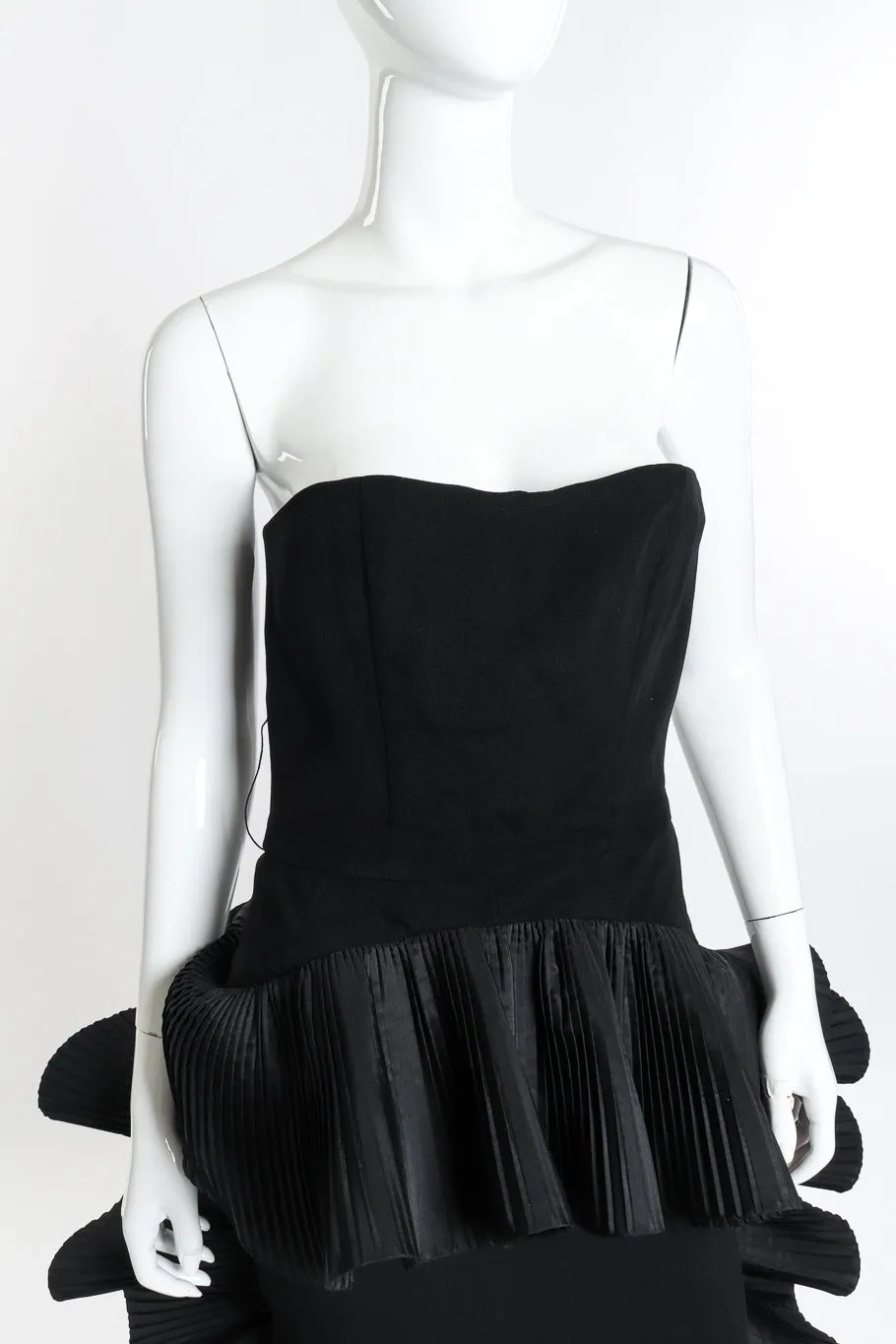 Strapless Pleated Trim Gown