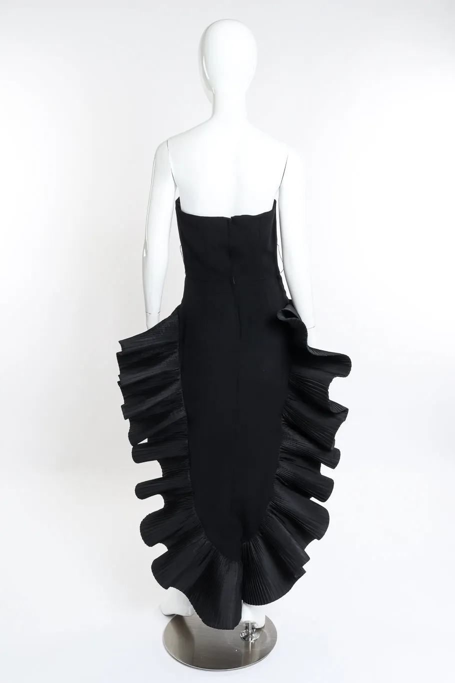 Strapless Pleated Trim Gown