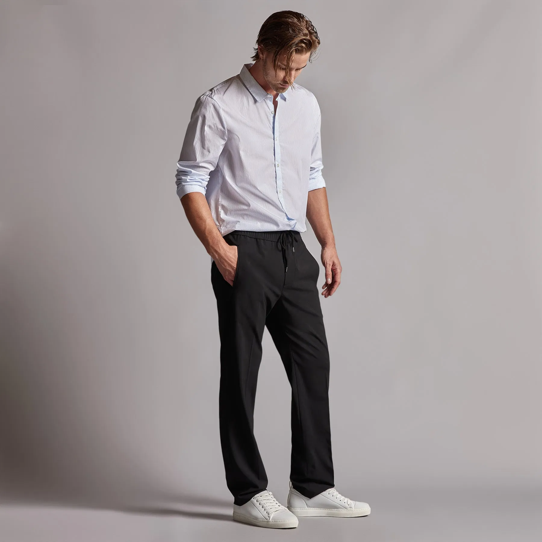 Stretch Wool Blend Pant - Black