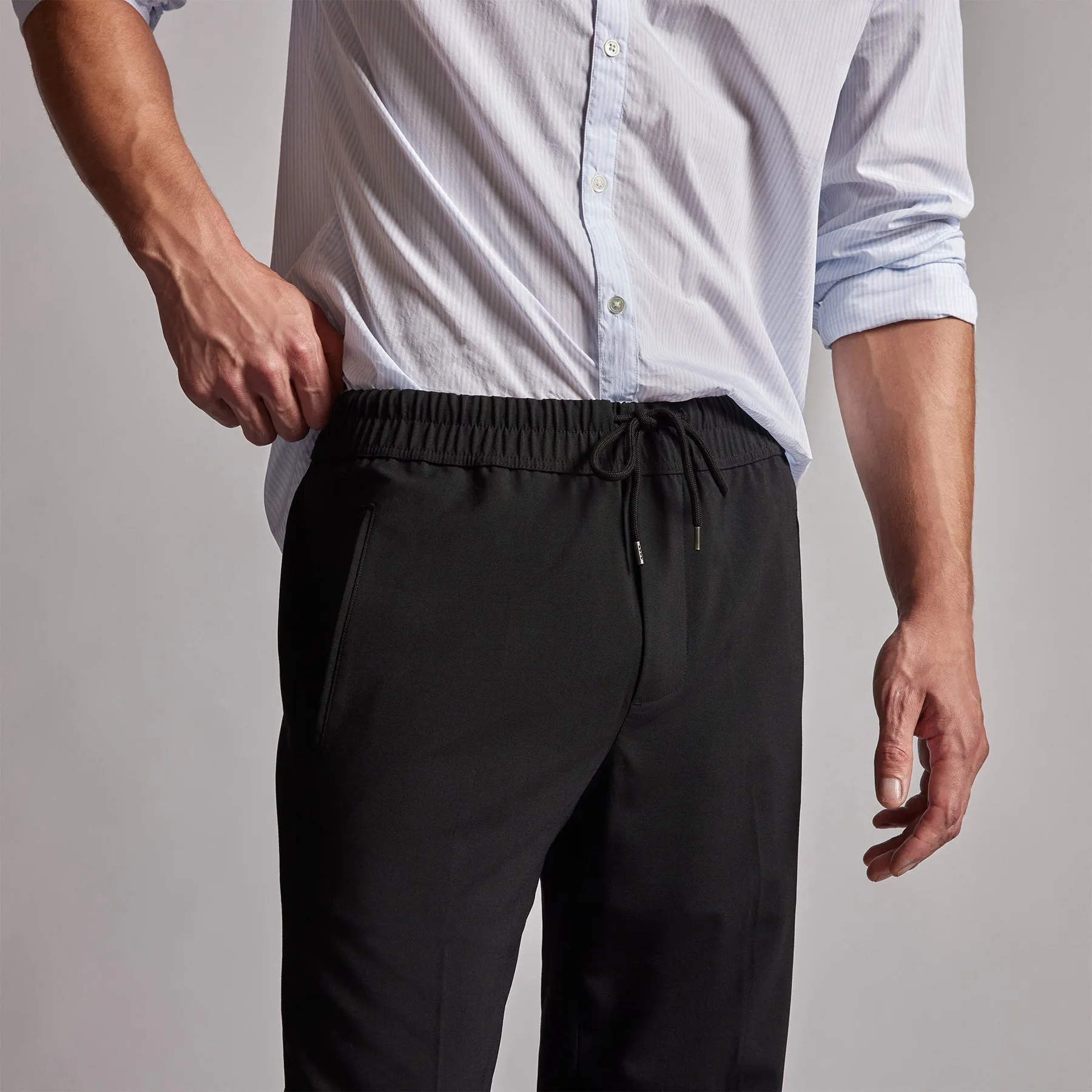Stretch Wool Blend Pant - Black