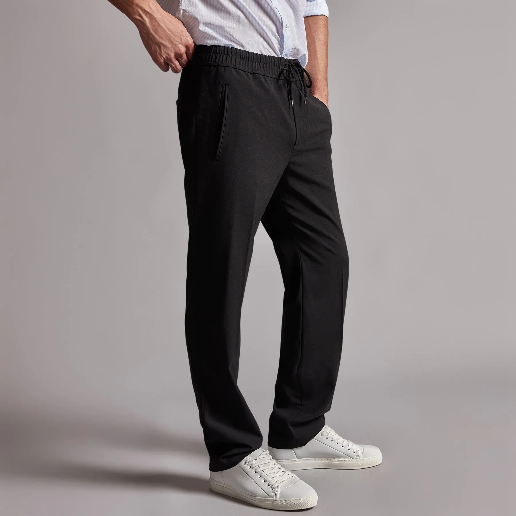 Stretch Wool Blend Pant - Black