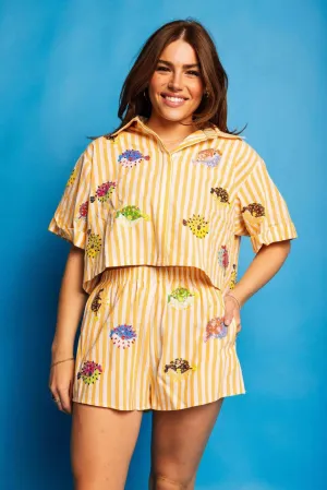 Stripe Multi Puffer Shorts - Yellow & White [Queen of Sparkles]