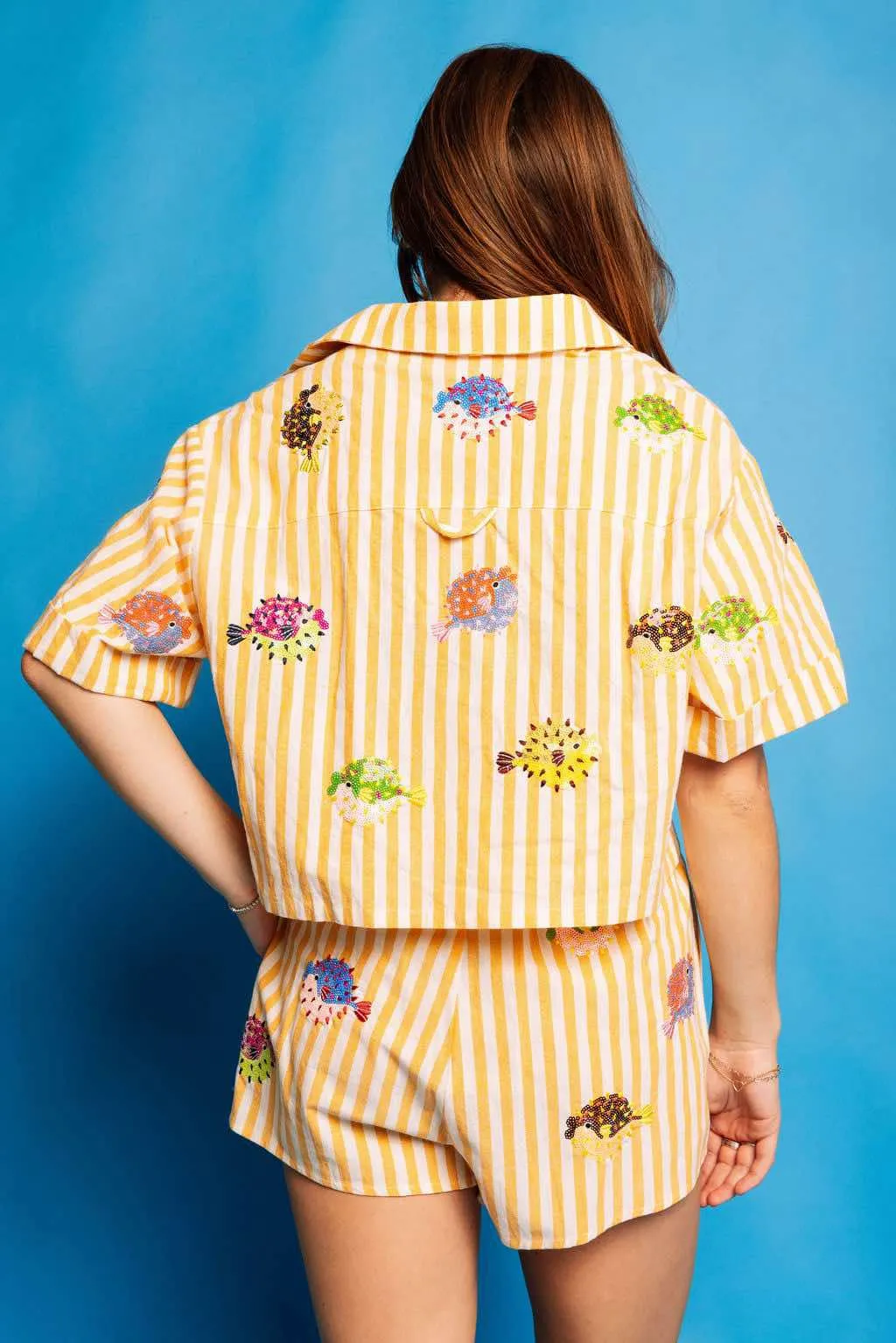 Stripe Multi Puffer Shorts - Yellow & White [Queen of Sparkles]