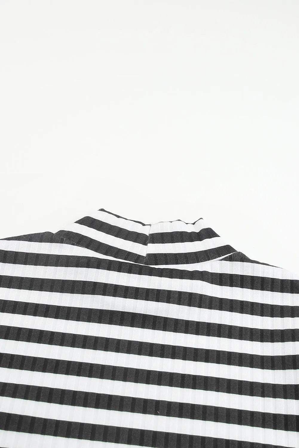 Striped Textured Knit Long Sleeve Tee