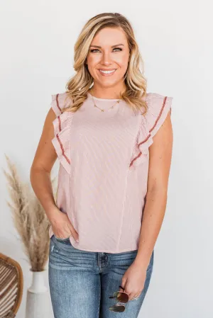 Strive For More Striped Sleeveless Blouse- Rose