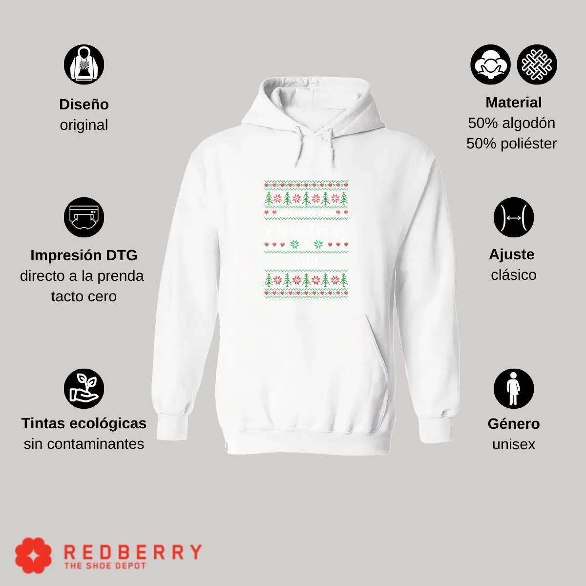 Sudadera Navideña Hombre Deportiva Hoodie 022