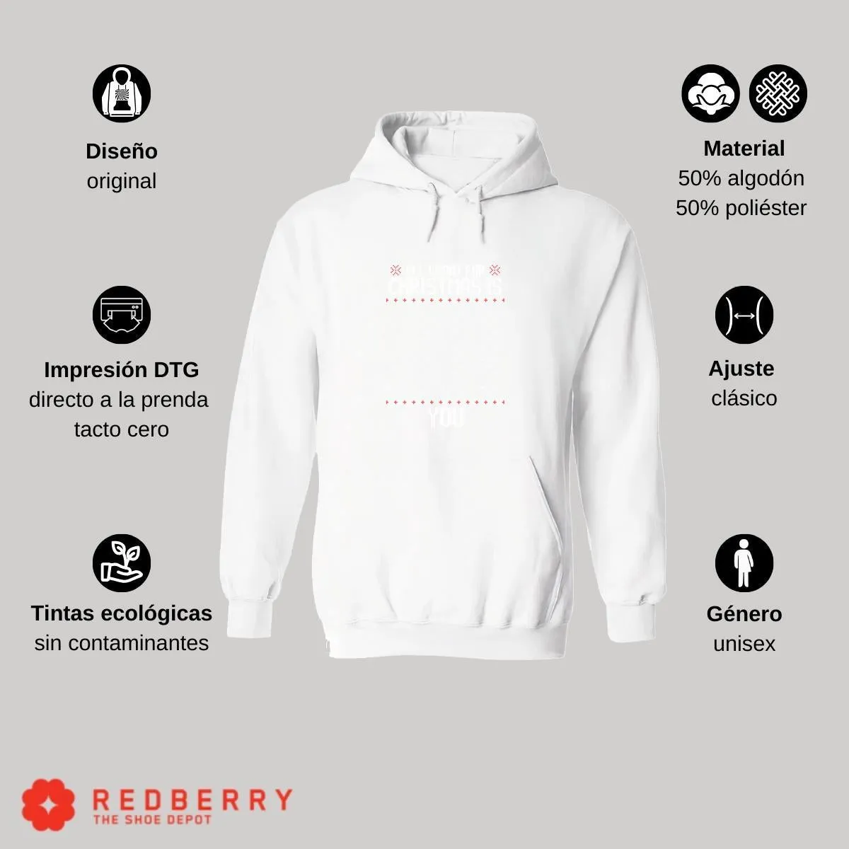 Sudadera Navideña Hombre Deportiva Hoodie 025