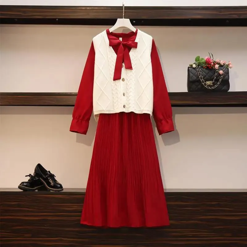 Suit Dress Women Autumn and Winter 2021 Slim Long-sleeved Pleated Mid-length Shirt Dress