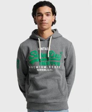 Superdry Vintage Logo Classic Hoodie Charcoal Marl