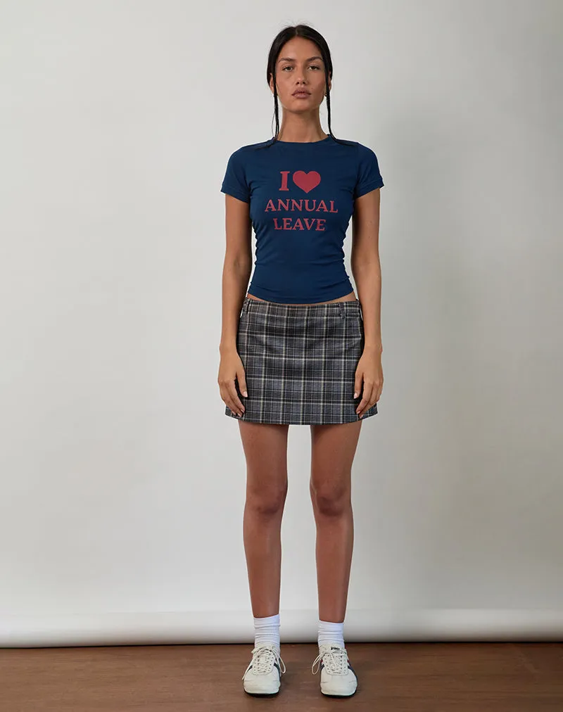Sutin Tee in Navy with Red I Love Annual Leave Graphic