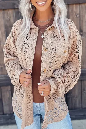 Sweet Street Solid Lace Turndown Collar Tops