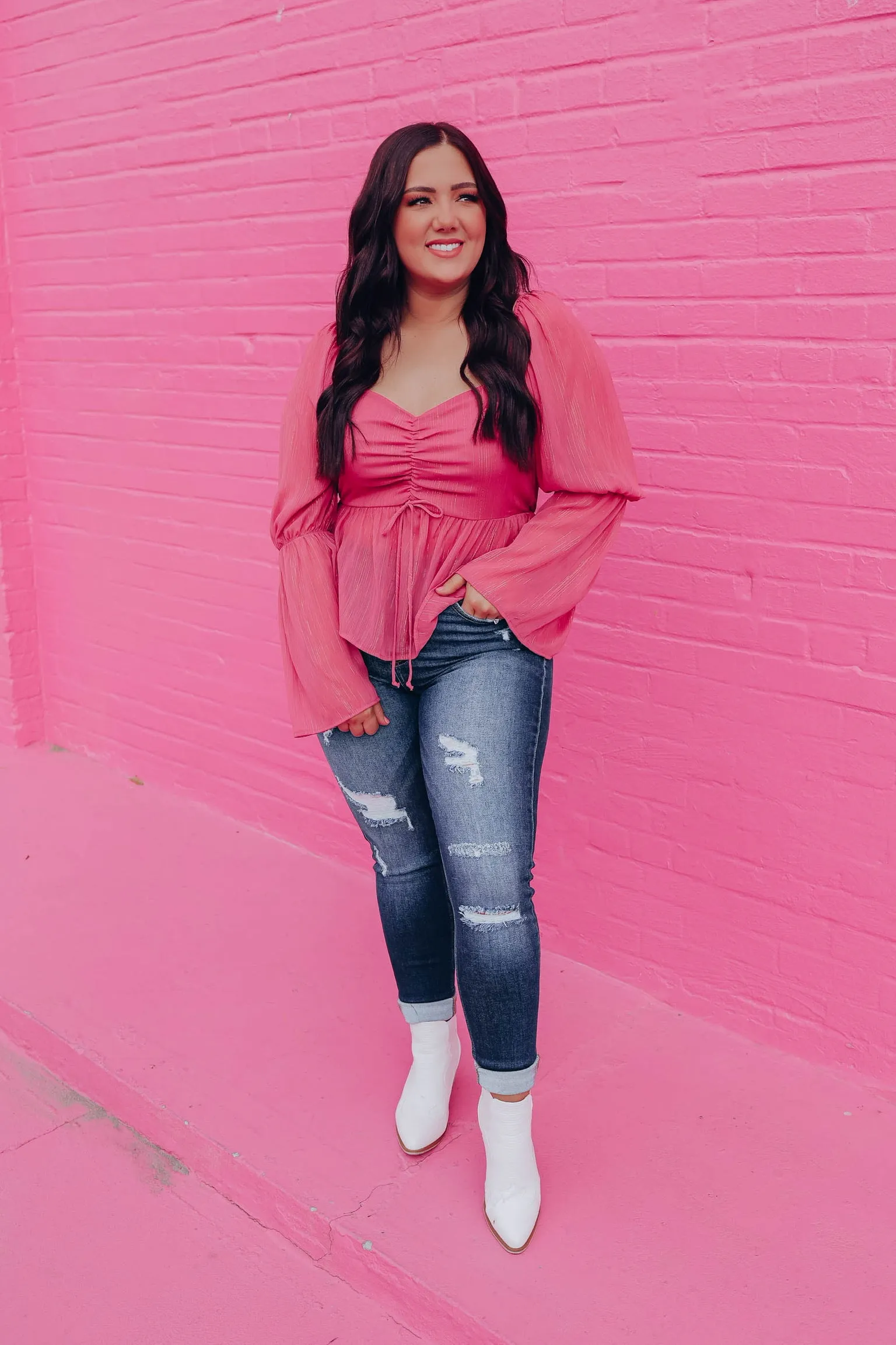 Sweetheart Chiffon Peplum Blouse - Magenta