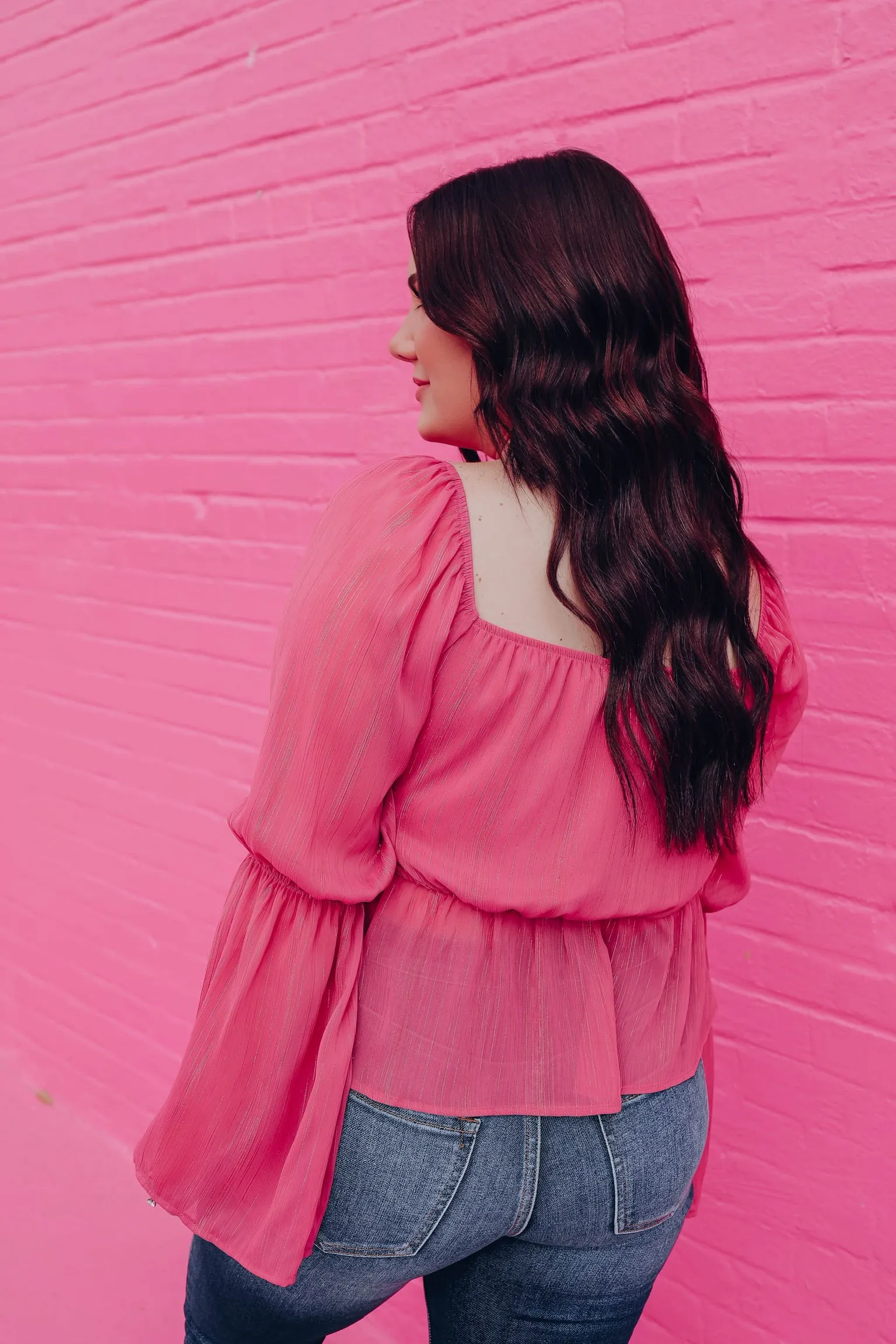 Sweetheart Chiffon Peplum Blouse - Magenta