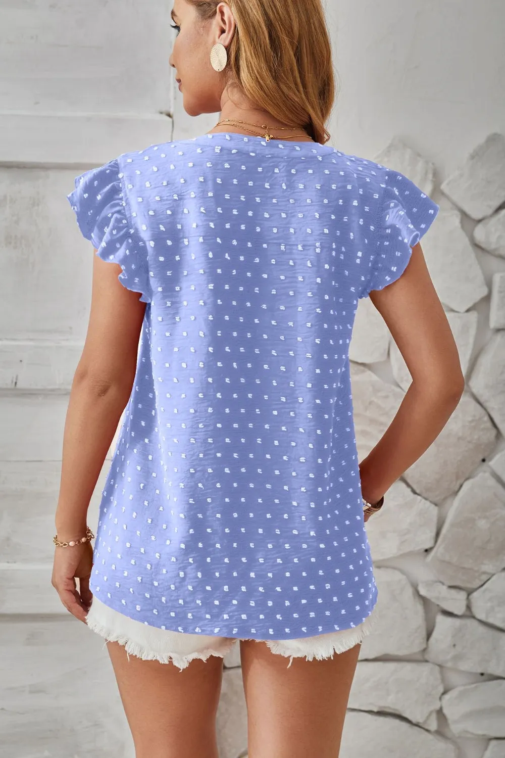 Swiss Dot Ruffled Cap Sleeve Top (4 Colors)