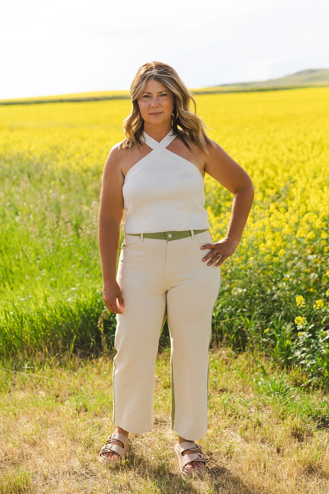Sybil Color Block Cotton Pants